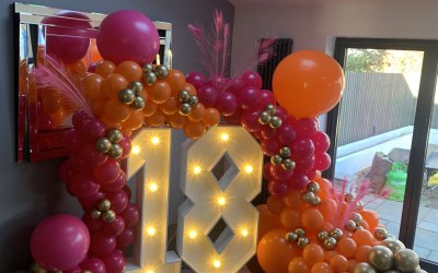 LED numbers with balloon garland 