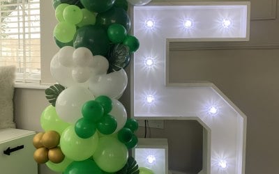 Light up number with balloons 
