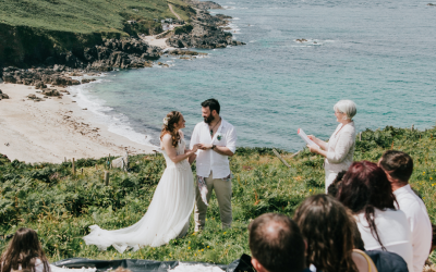 A cliff top wedding ceremony in Cornwall