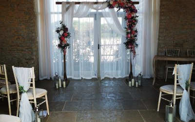 Arbour with drapes and florals