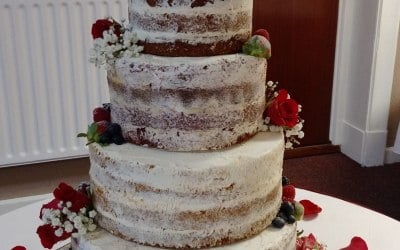 4 Tier Semi Naked Wedding Cake