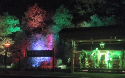 Outdoor lighting in use for a Halloween event we supply annually