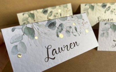 Eucalyptus leaves name place cards