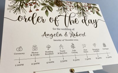 'Order of the day' wedding sign