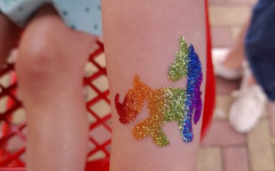 Temporary glitter or painted tattoos