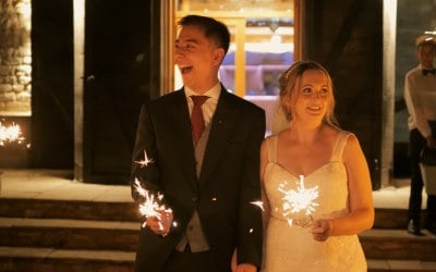 Bride and Groom with Sparklers