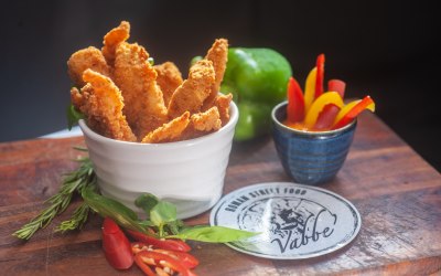 Chicken Strips with peppers dip