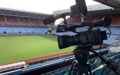 Filming a football match at Villa Park