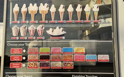 Full ice cream menu