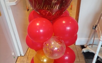 Valentine's Day balloon stand.