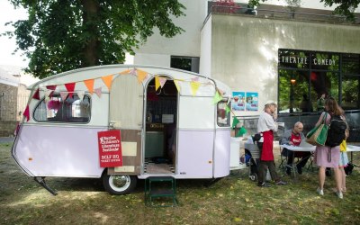 Cyril vintage caravan at a Literary Festival