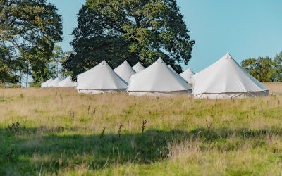 5 Metre Bell tents, set up in wales.