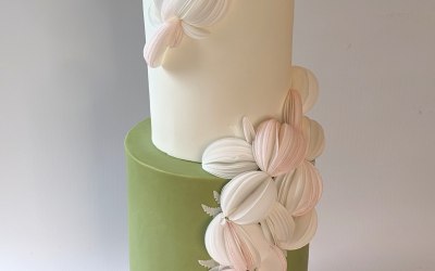 Wafer paper sage wedding cake