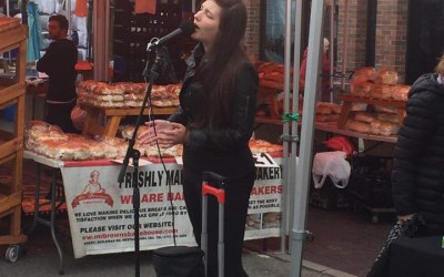 Singing at Mold Market