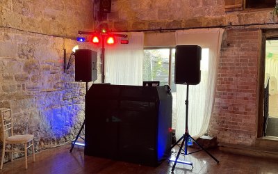 Our minimal disco set up for a barn wedding