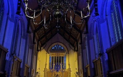Up lighting for a chapel concert