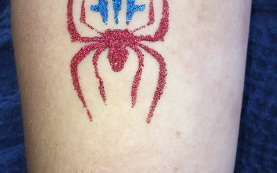Spiderman glitter tattoo