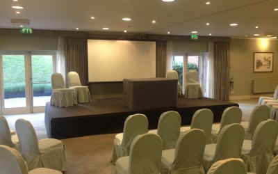 Stage and projector - conference hire