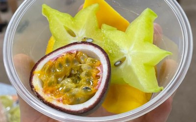 Star fruit and passionfruit.