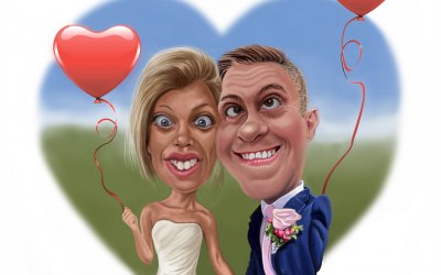 Caricatures can be utilized on things like Wedding invitations, etc.
