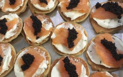 Smoked salmon and caviar on blinis