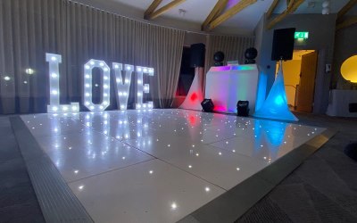 LED Starlit Dance Floor & 4 ft Giant LOVE letters 