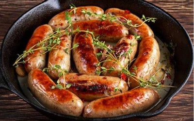 Butchers Sausages, cooked with honey and herbs