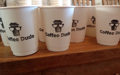 New 100% compostable cups ....hand stamped by coffee dude