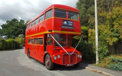 vintage Routemaster coach on a wedding