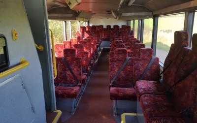 Interior of our 100 seater double deck coach