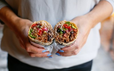 Burrito in half