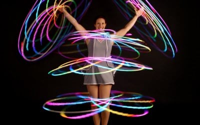 Multiple Glow hula hoops