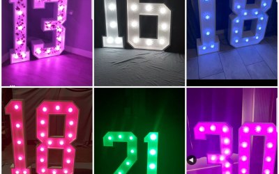 Large light up numbers available to hire