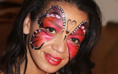 Donata's Face Painting - Red butterfly www.donatasfacepainting.co.uk