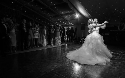Bride and groom's first dance - Hampshire marquee wedding