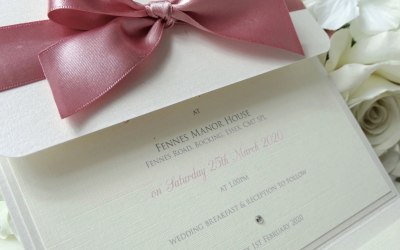 Evie Bow pocketfold invitation 