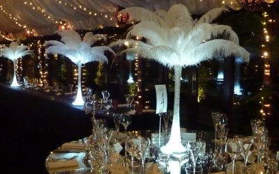 ostrich feather table centrepieces