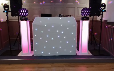 Party set up with pink lighting
