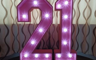 Pink 21st light up numbers