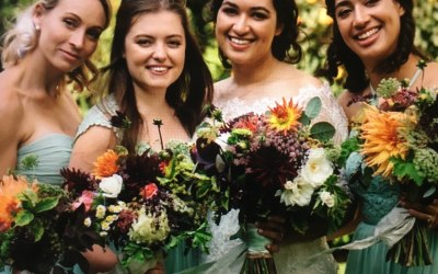 Matching bride and bridesmaid bouquets