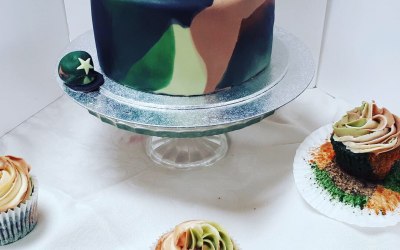 Camouflage themed cakes