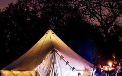 Bell Tent at night.