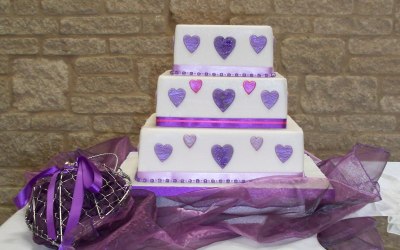 Purple and fuchsia heart cake