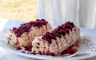 Some lovely raspberry roulade that was served at Hilda's Baptism!