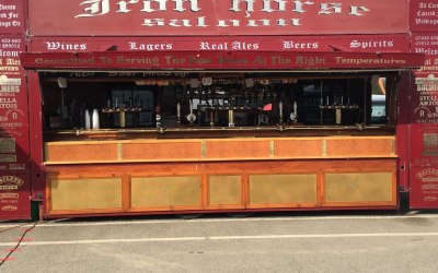Mobile bar serves fosters, peroni, John smiths,strong bow cider, Guinness, two Real Ales and Pims on draughty, we also sell various bottled beer and largest , ciders and spirits 