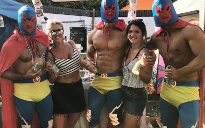 Teqcoola with luchadors