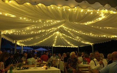 Fairy lights in a marquee