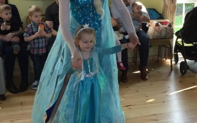The Snow Queen dancing with Birthday Girl