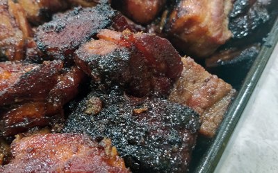 Cherry smoked, maple glazed belly pork