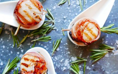 Grilled scallops with pancetta & rosemary